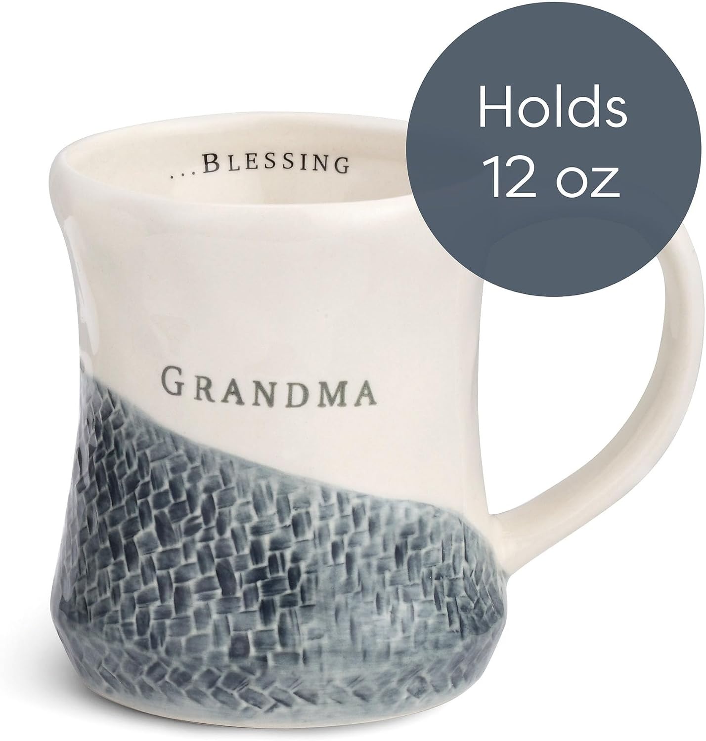 image:imageDEMDACO Grandma and Grandpa Hug Glossy Cream 12 ounce Stoneware Ceramic Mugs Set of 2