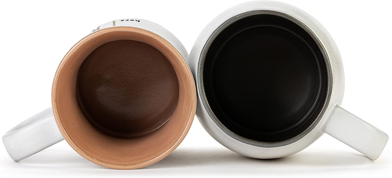 image:imageDEMDACO His and Her Black and Gold Hugging 16 and 24 ounce Ceramic Coffee Cup Mug Set of 2