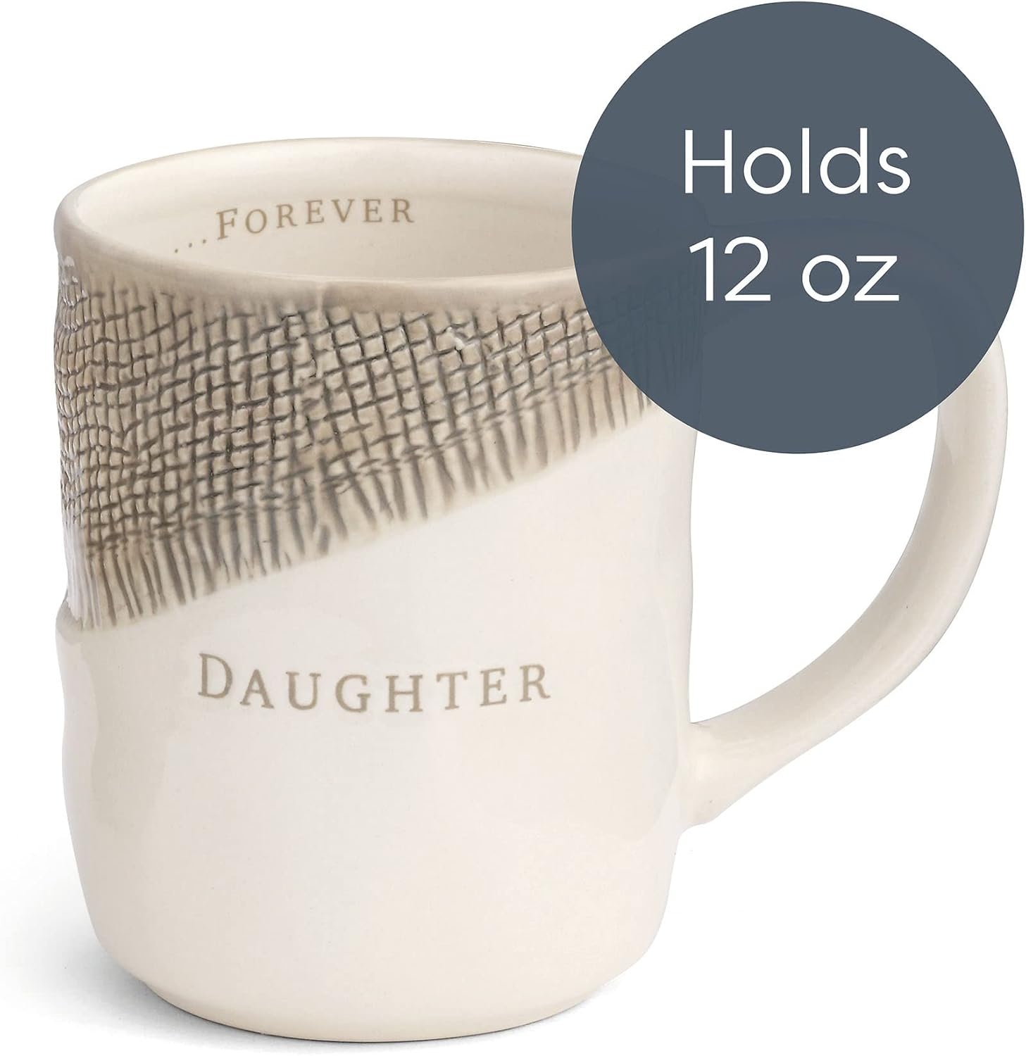 image:imageDEMDACO Mother and Daughter Hug Glossy Cream 12 ounce Stoneware Ceramic Mugs Set of 2
