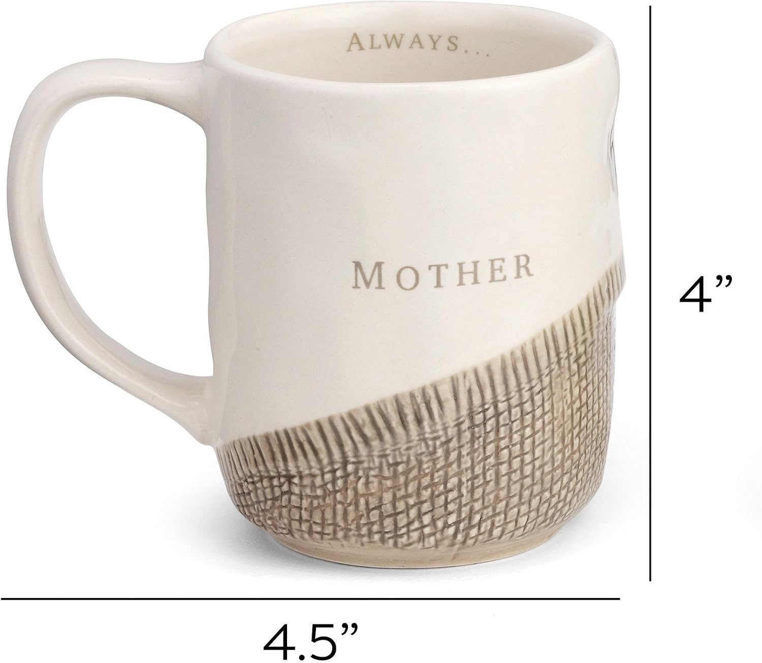 image:imageDEMDACO Mother and Daughter Hug Glossy Cream 12 ounce Stoneware Ceramic Mugs Set of 2