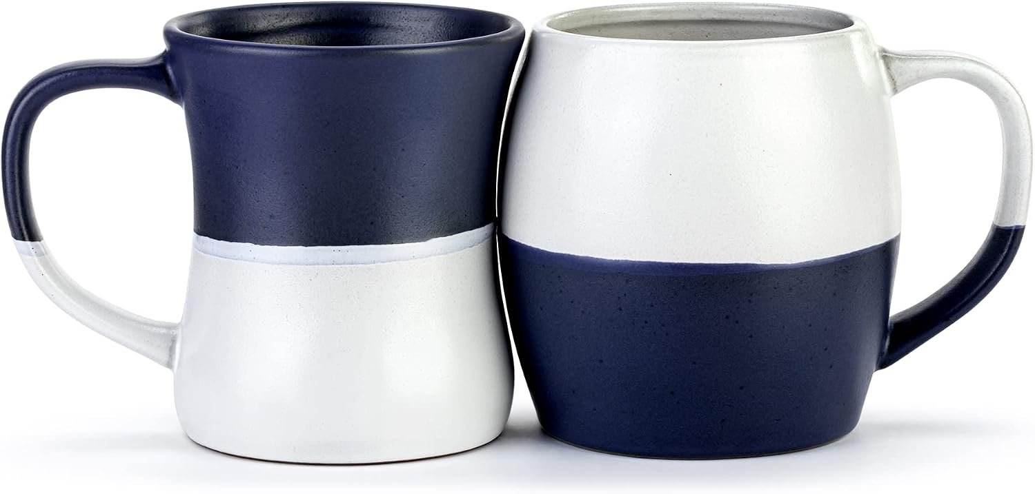 image:imageDEMDACO Yours Mine Indigo Blue Hugging 16 and 24 ounce Ceramic Coffee Cup Mug Set of 2