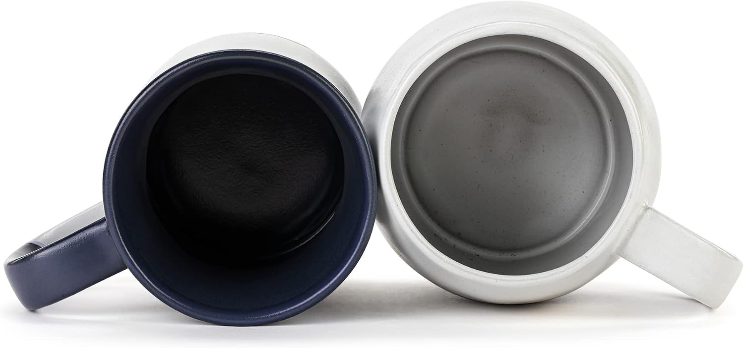 image:imageDEMDACO Yours Mine Indigo Blue Hugging 16 and 24 ounce Ceramic Coffee Cup Mug Set of 2