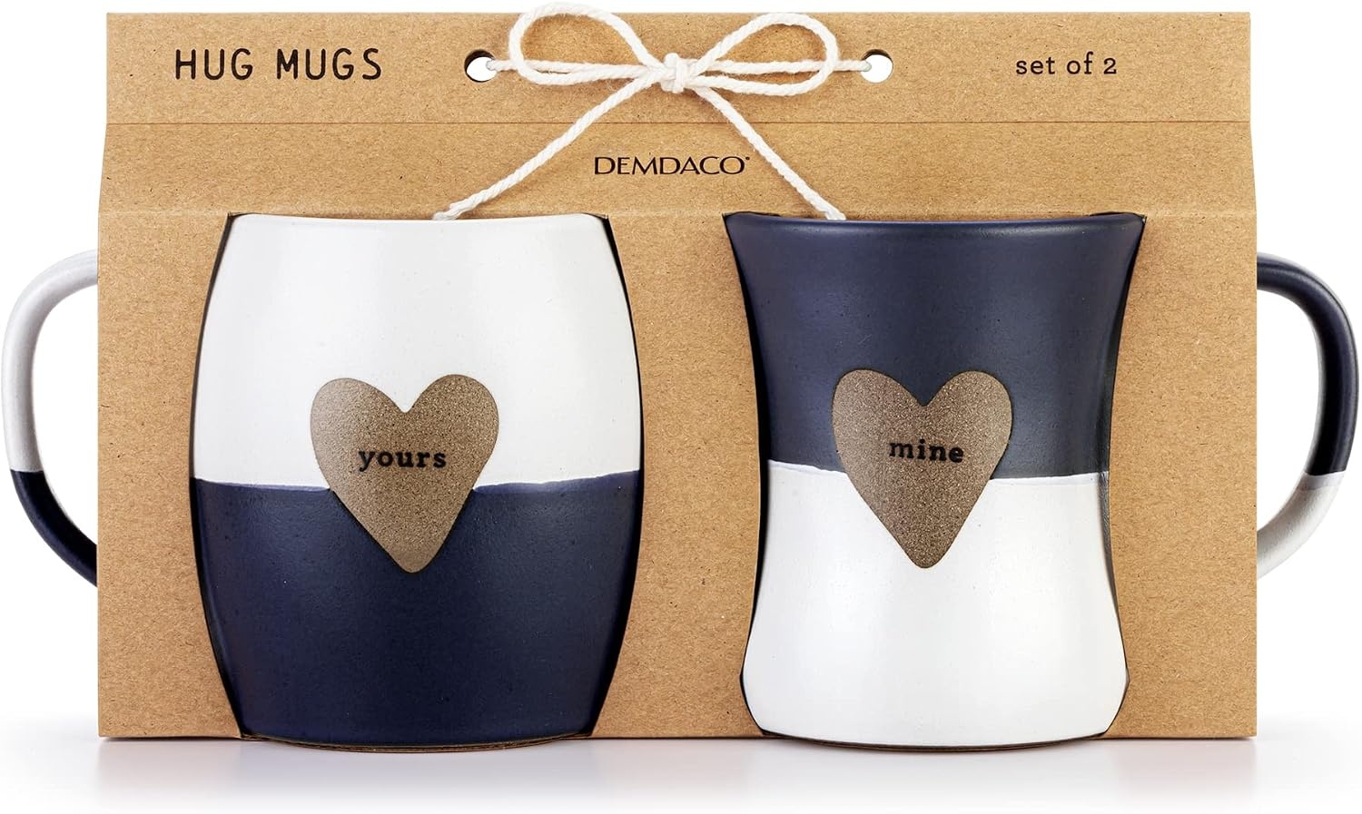 image:imageDEMDACO Yours Mine Indigo Blue Hugging 16 and 24 ounce Ceramic Coffee Cup Mug Set of 2