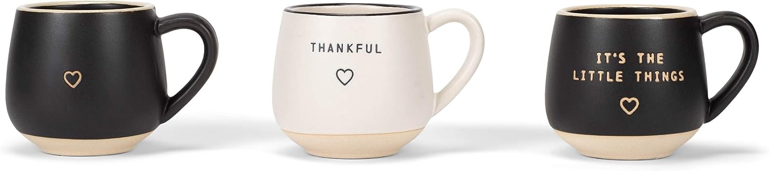 image:imageLove Black and White 4 x 3 Stoneware Coffee Pod Mug Ornaments Set of 3