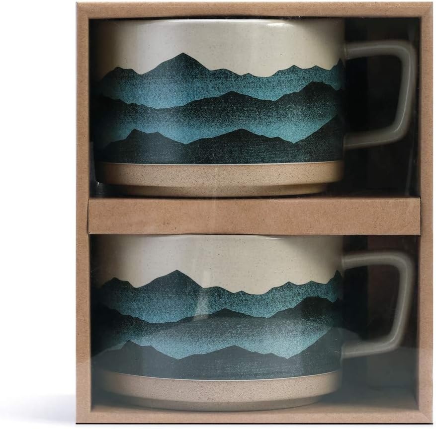 image:imageMountain Lodge Blue Ombre 16 ounce Ceramic Stoneware Soup Mugs Set of 2