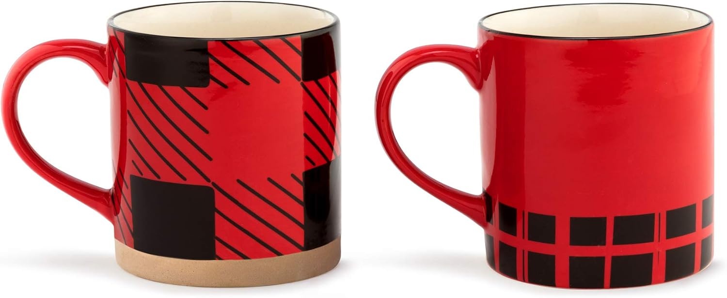 image:imageWarm and Cozy Rosy Red 14 ounce Ceramic Stoneware Holiday Mugs Set of 2