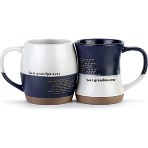 DEMDACO Best Grandpa Grandma Ever Hugging 16 and 24 ounce Ceramic Coffee Cup Mug Set of 2