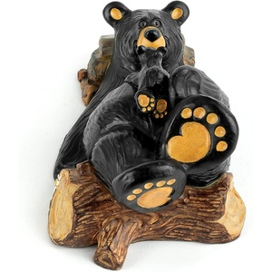 DEMDACO Bearfoots by Jeff Fleming Mama Bear & Cubby Resin Figure, Black