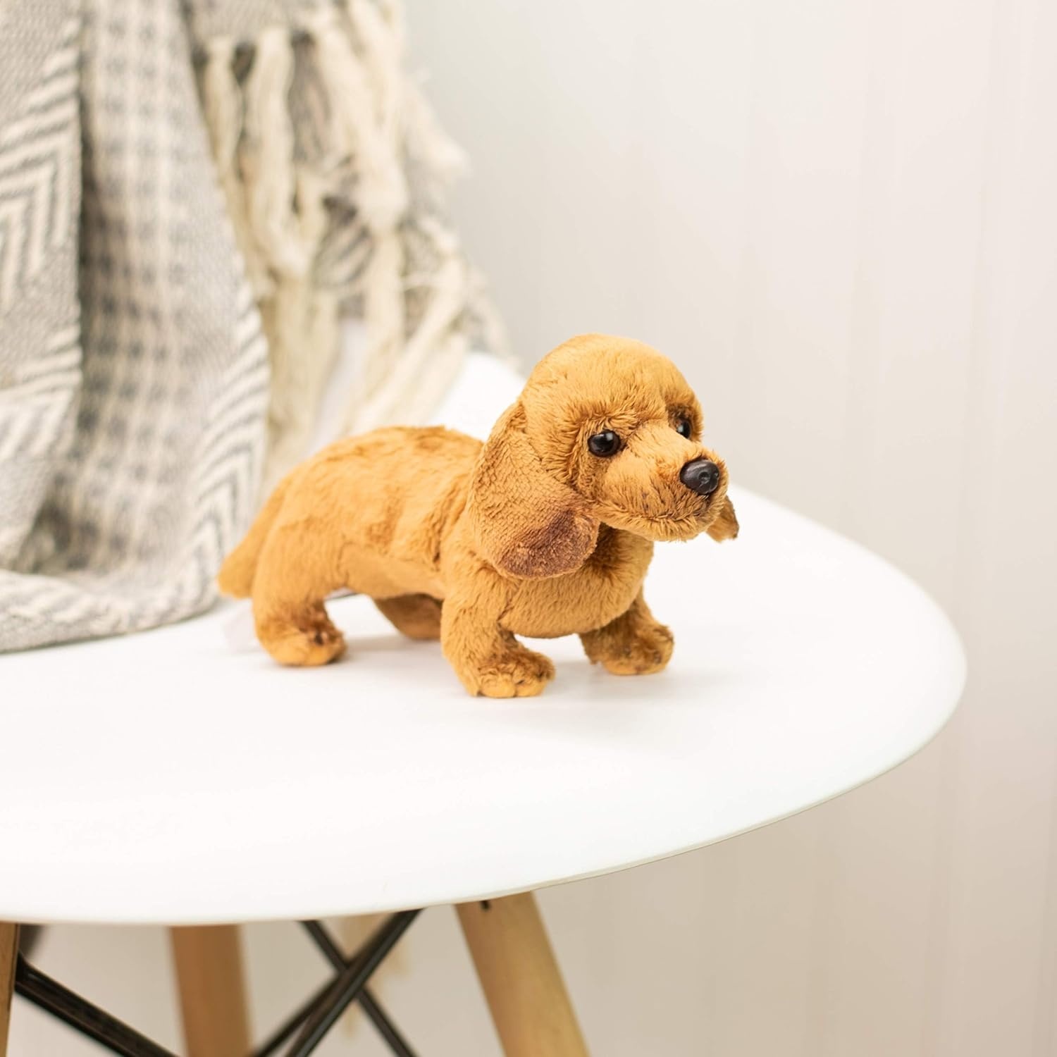 image:imageDEMDACO Light Brown Dachshund Childrens Plush Beanbag Stuffed Animal Toy